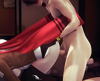 Japanese Manga Anime Game Porn: Luscious Annie Leonhart's Threesome with Mikasa
