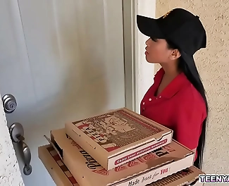 Two Horny Teens' Pizza Order Turns Into A Steaming Fuckfest with this Luscious Asian Delivery Girl